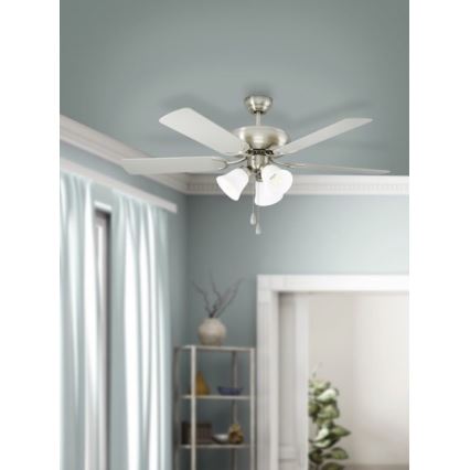 Eglo 35077 - Ventilador de teto LAS PALMAS 3xE27/40W/230V cromado mate/castanho