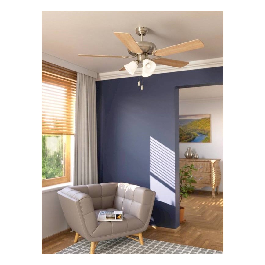 Eglo 35077 - Ventilador de teto LAS PALMAS 3xE27/40W/230V cromado mate/castanho