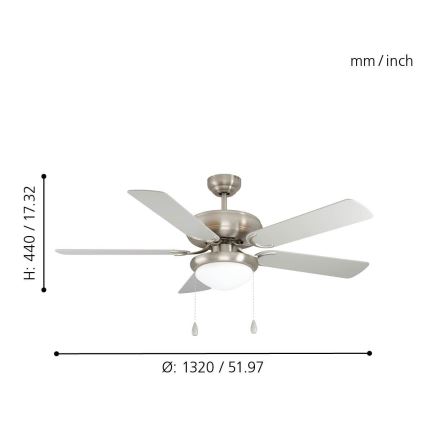 Eglo 35078 - Ventilador de teto BALLINA 2xE27/40W/230V