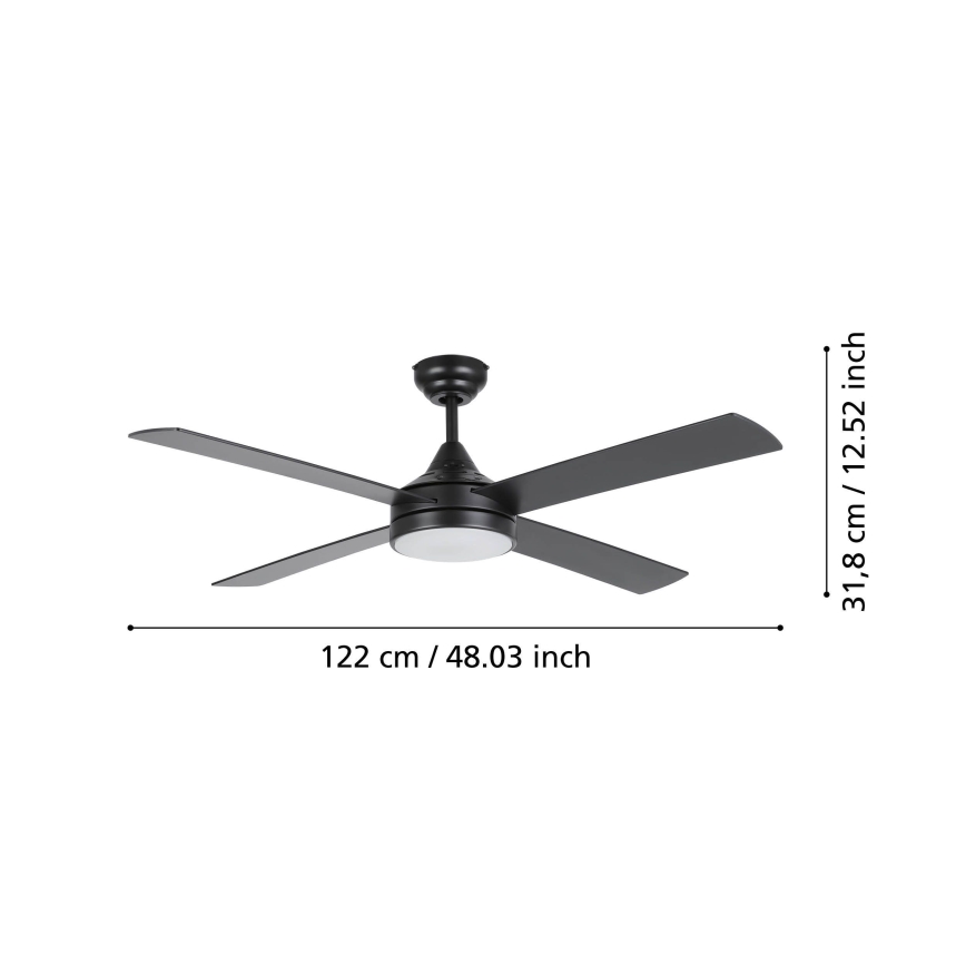 Eglo - Ventoinha de teto LED com regulação LED/20W/230V + CR preta