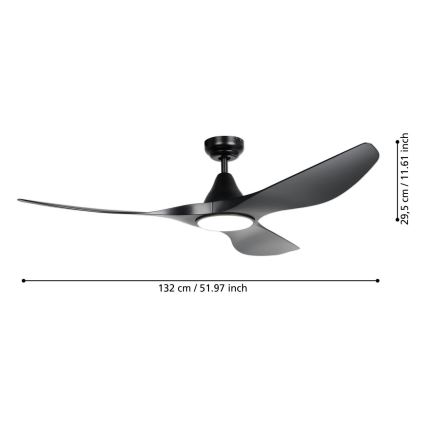 Eglo - Ventilador de teto LED/19W/230V Ø 132 cm preto + comando à distância