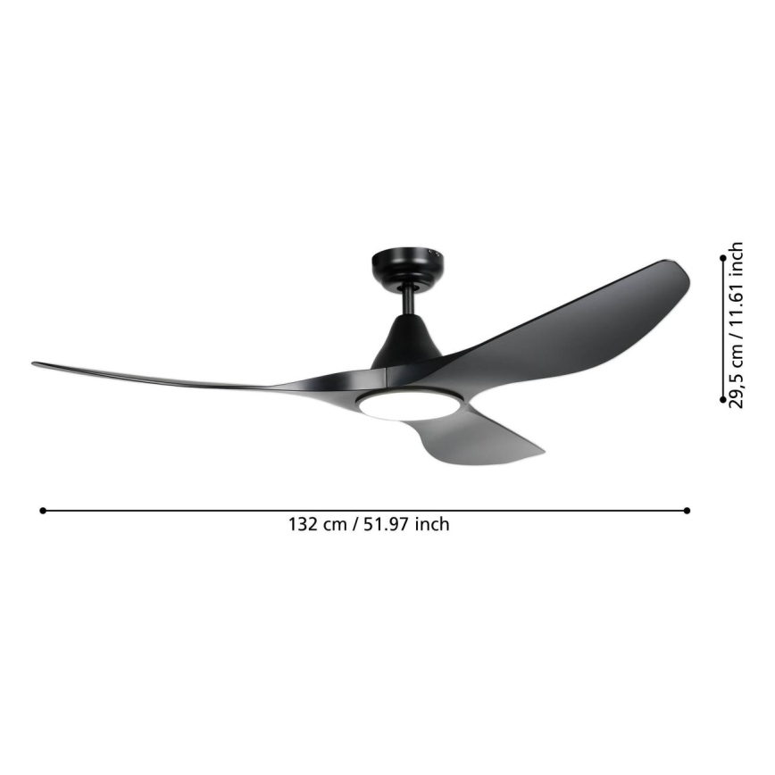 Eglo - Ventilador de teto LED/20W/230V 3000/4000/5000K Ø132 cm preto + comando remoto