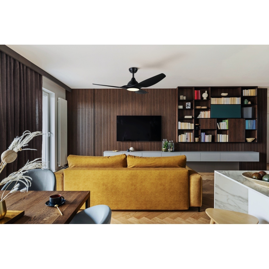 Eglo - Ventilador de teto LED dimmerizável LED/16W/230V preto + comando à distância