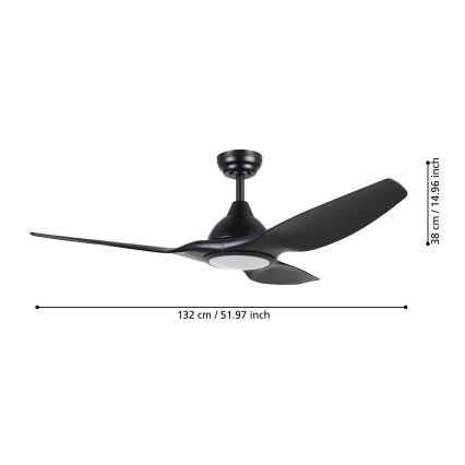 Eglo - Ventilador de teto LED dimmerizável LED/16W/230V preto + comando à distância