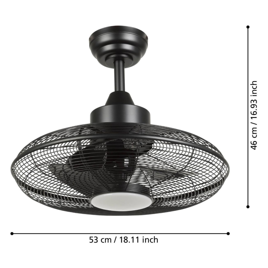 Eglo - Ventilador de teto LED/15W/230V 3000/4000/5000K diâmetro 53 cm preto + comando remoto