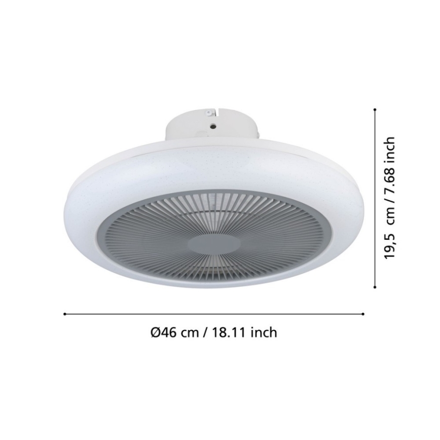 Eglo - Ventilador de teto LED regulável LED/25,5W/230V cinza + controlo remoto