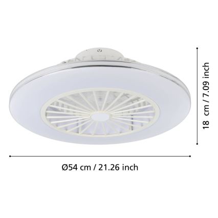 Eglo - Ventilador de teto LED dimerizável 3xLED/12,6W/230V 2700-6500K Ø 55 cm branco + comando remoto