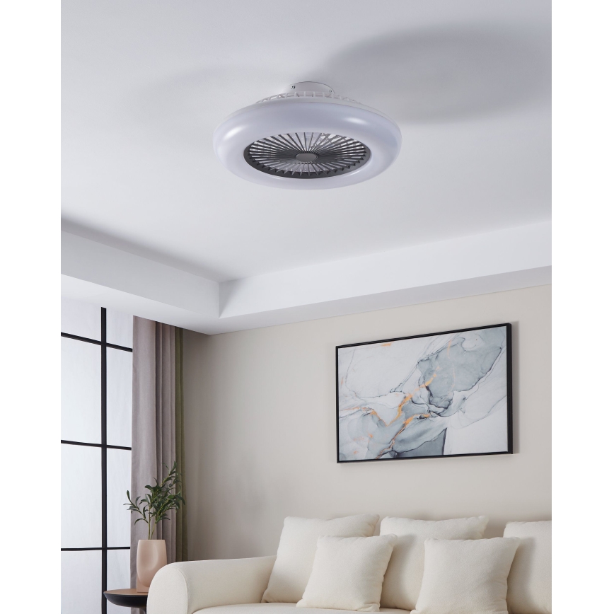 Eglo - Ventilador de teto LED dimerizável 3x LED / 12,6 W / 230 V / 2700-6500 K, diâmetro 55 cm, cinzento + controlo remoto