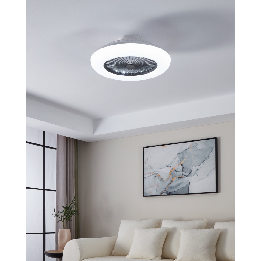 Eglo - Ventilador de teto LED dimerizável 3x LED / 12,6 W / 230 V / 2700-6500 K, diâmetro 55 cm, cinzento + controlo remoto