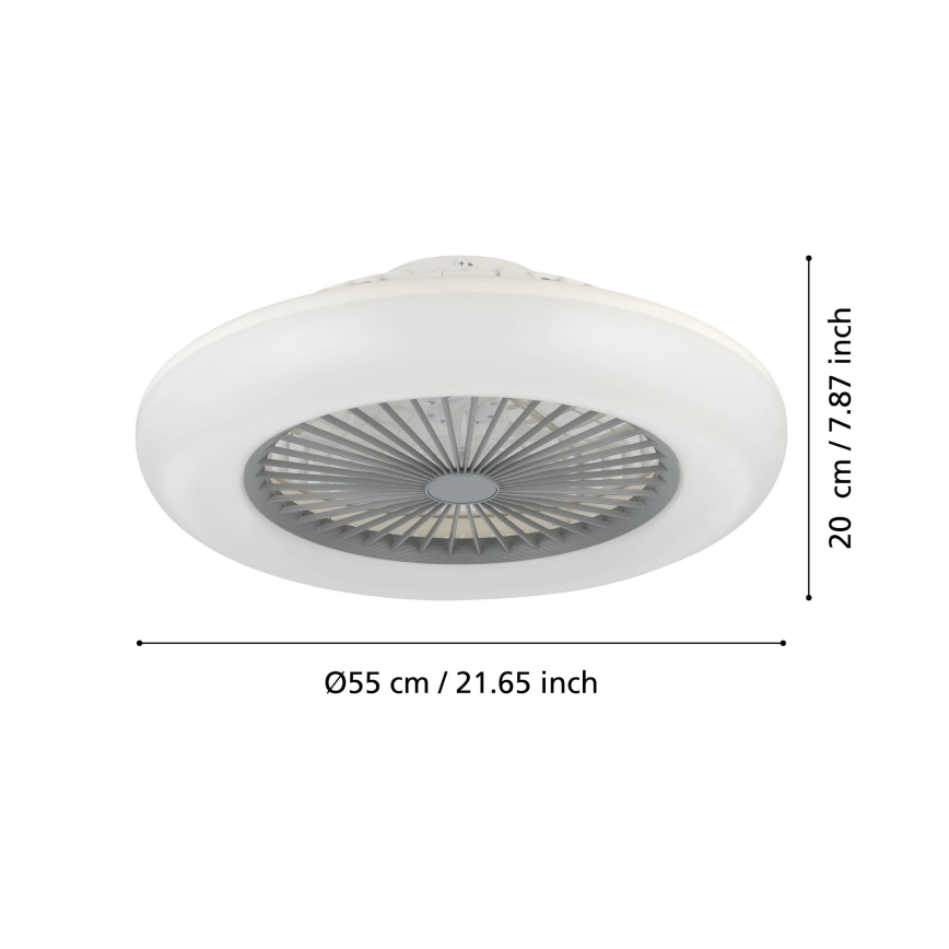 Eglo - Ventilador de teto LED dimerizável 3x LED / 12,6 W / 230 V / 2700-6500 K, diâmetro 55 cm, cinzento + controlo remoto