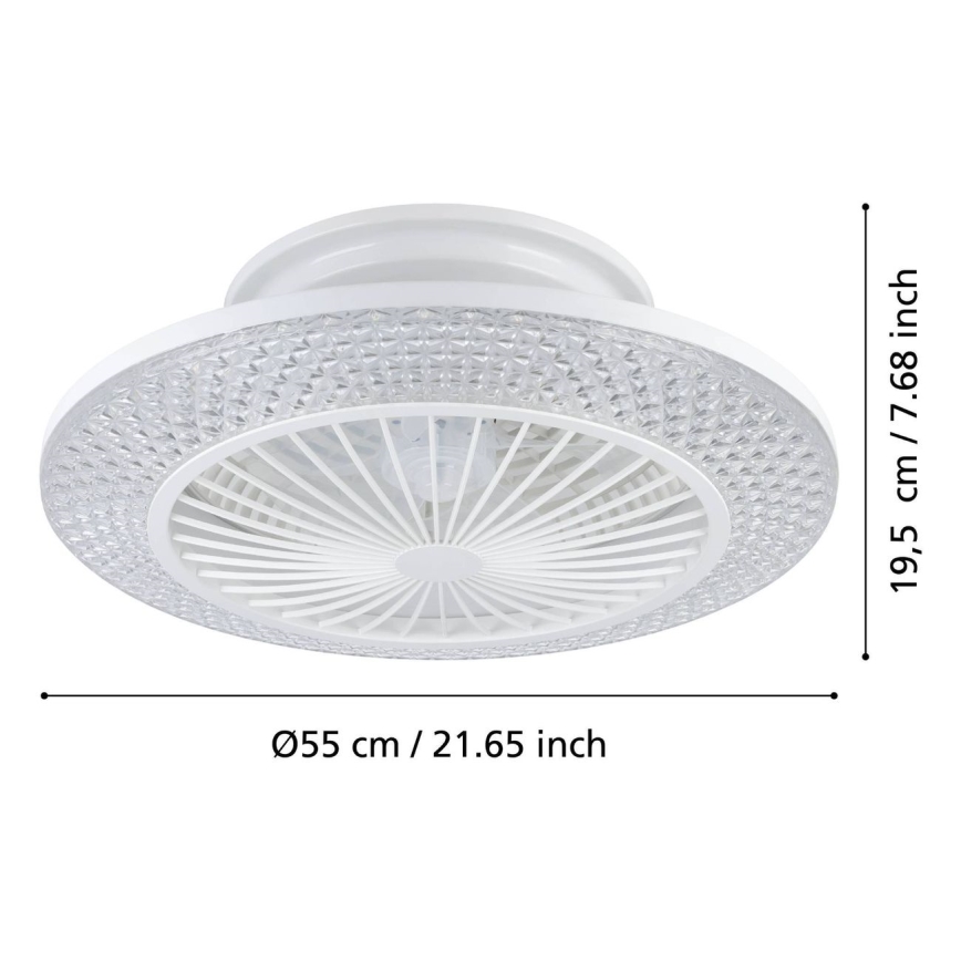 Eglo - Ventilador de teto LED dimerizável 3xLED/12,6W/230V 2700-6500K Ø 55 cm branco + comando à distância