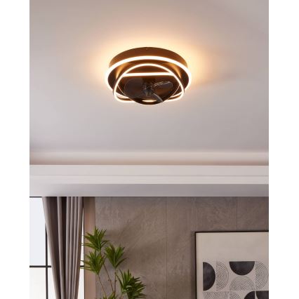 Eglo - Ventilador de teto LED com dimmer 4xLED/9W/230V 2700-6500K diâmetro 50 cm preto + comando remoto