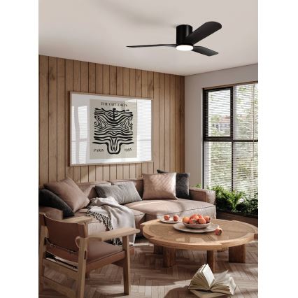 Eglo - Ventilador de teto LED dimerizável, 17 W, 230 V, 3000/4000/5000 K, diâmetro 132 cm, preto + comando remoto