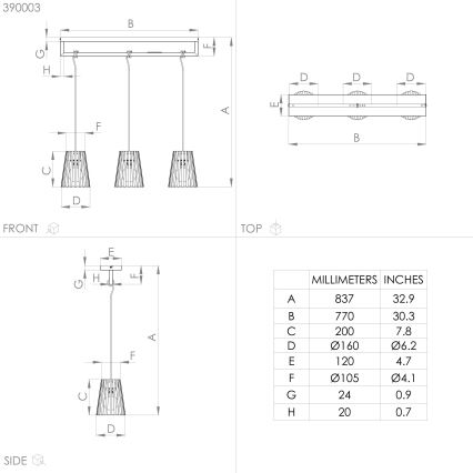 Eglo - Candeeiro suspenso 3xE27/40W/230V preto