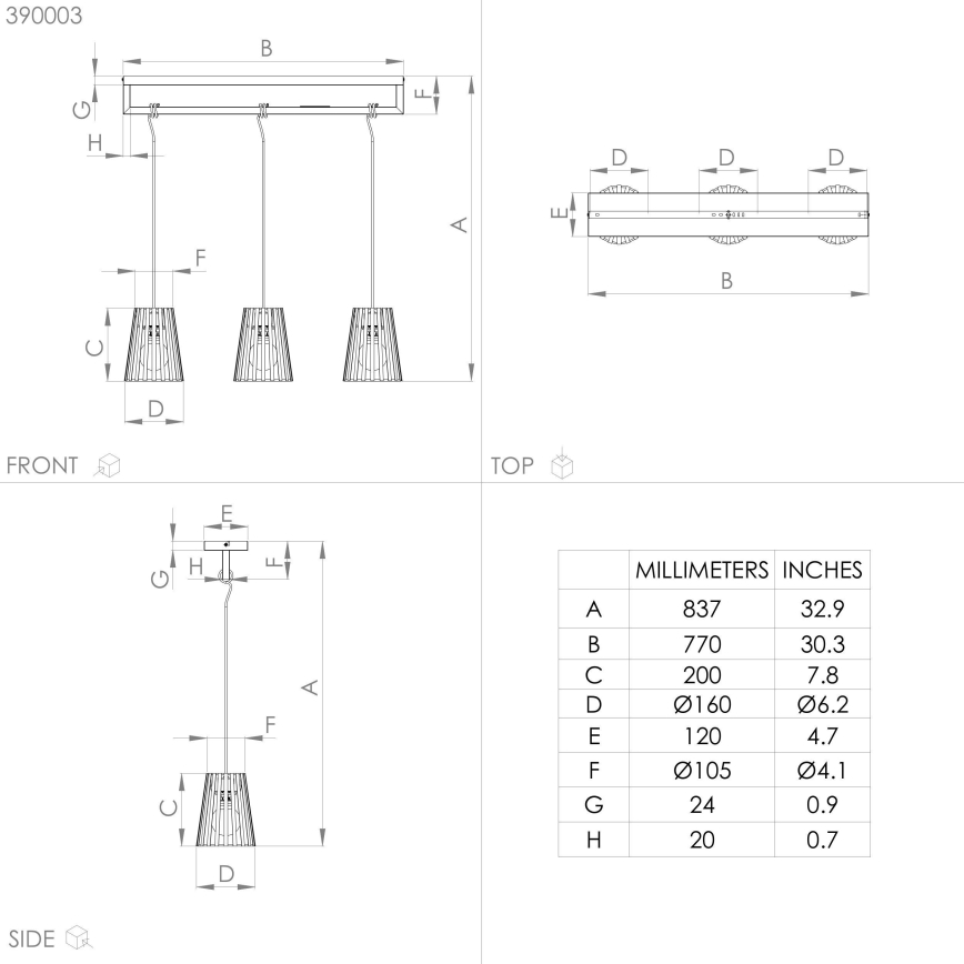 Eglo - Candeeiro suspenso 3xE27/40W/230V preto