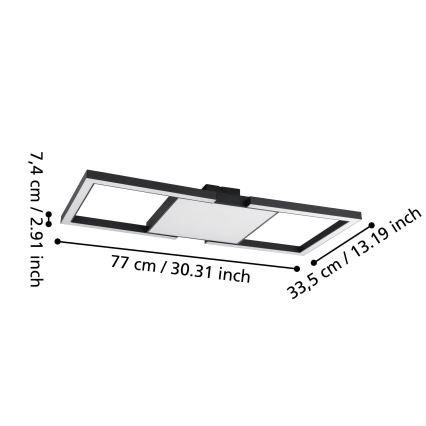 Eglo - Iluminação de teto LED com regulação LED/26,2W/230V 2700-6500K preto + comando