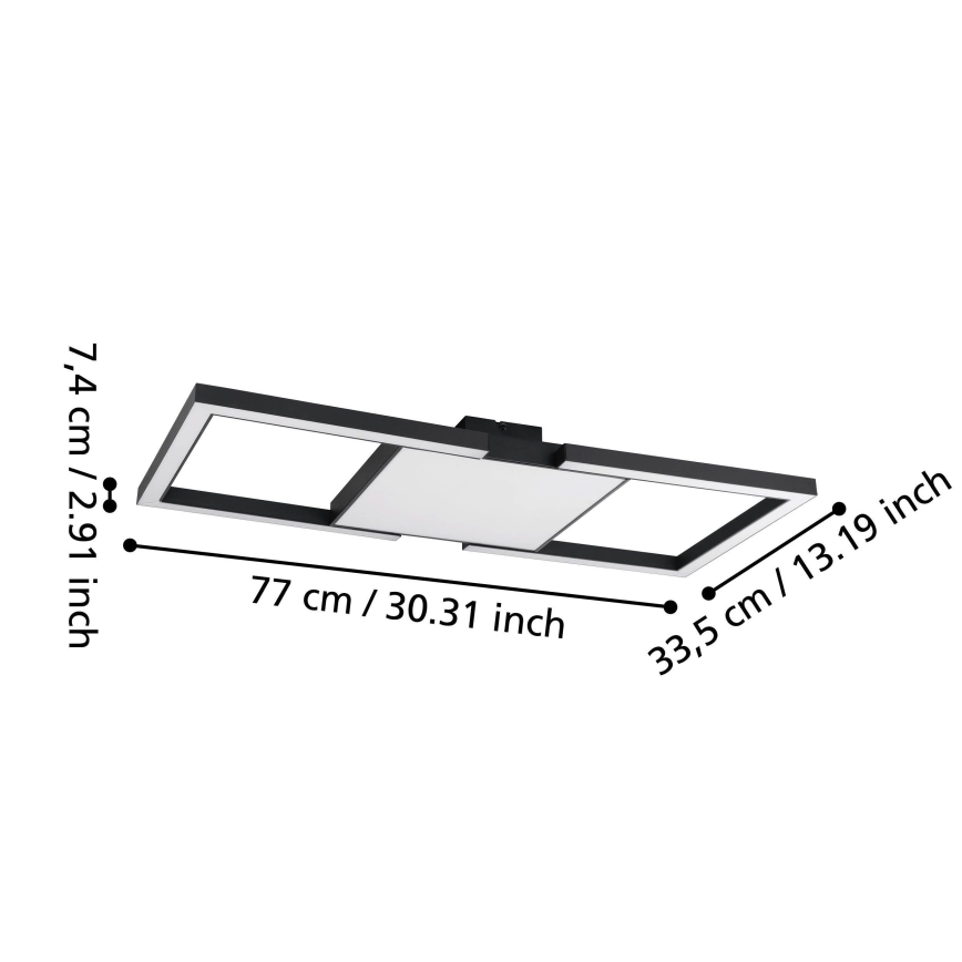 Eglo - Iluminação de teto LED com regulação LED/26,2W/230V 2700-6500K preto + comando