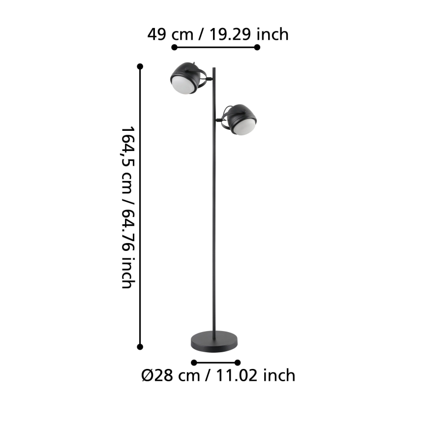 Eglo - Candeeiro de chão 2xE27/28W/230V preto