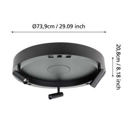 Eglo - Iluminação de teto LED com regulação 3xLED/8W/230V + 3xLED/8,5W 3000K preto + comando