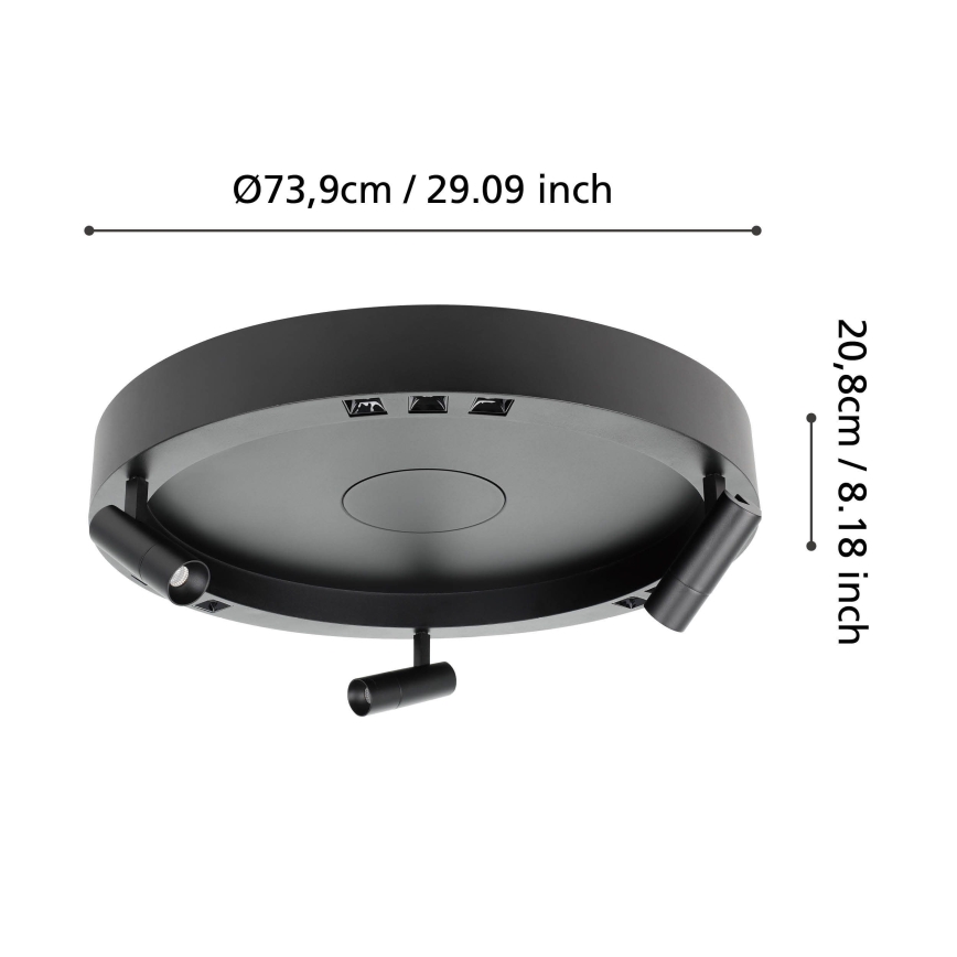 Eglo - Iluminação de teto LED com regulação 3xLED/8W/230V + 3xLED/8,5W 3000K preto + comando