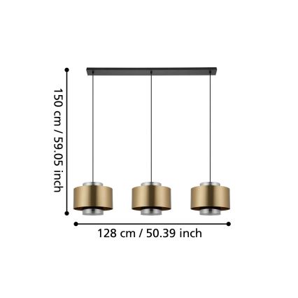 Eglo - Candeeiro suspenso 3xE27/40W/230V dourado