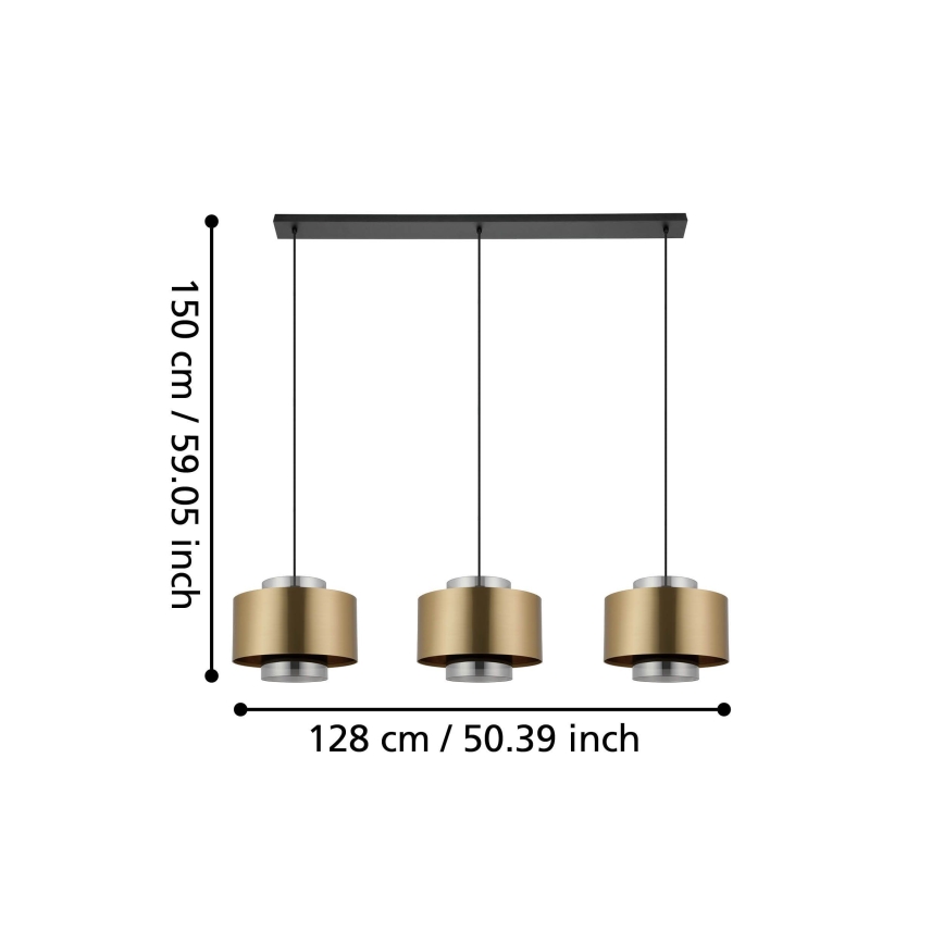 Eglo - Candeeiro suspenso 3xE27/40W/230V dourado