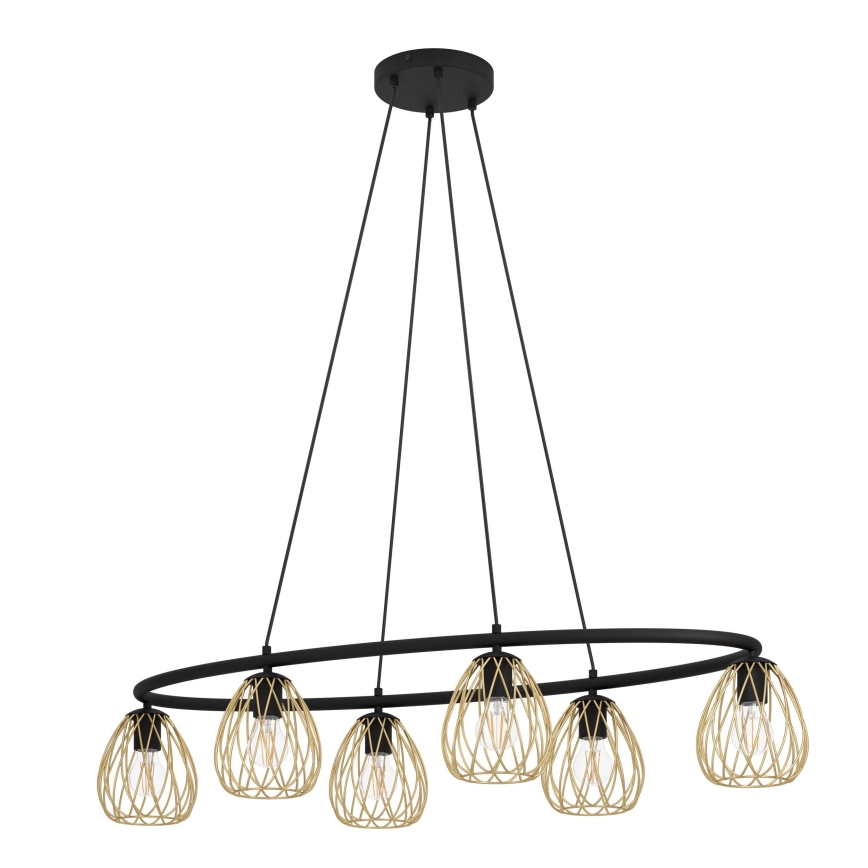 Eglo - Candeeiro suspenso 6xE27/40W/230V preto/dourado