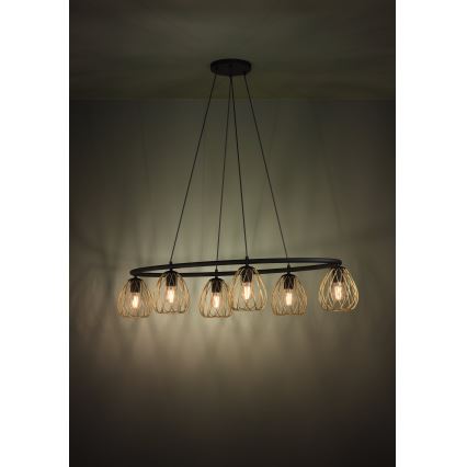 Eglo - Candeeiro suspenso 6xE27/40W/230V preto/dourado