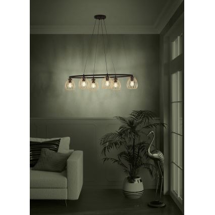 Eglo - Candeeiro suspenso 6xE27/40W/230V preto/dourado