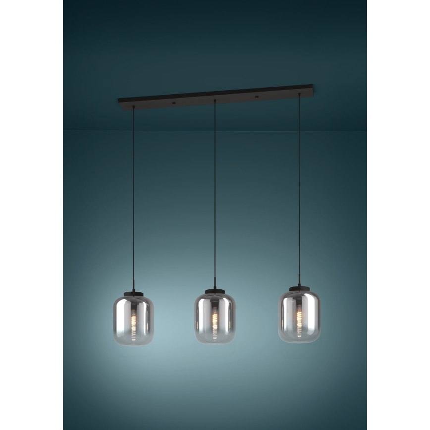 Eglo - Candeeiro suspenso 3xE27/40W/230V fumado