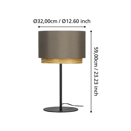 Eglo - Candeeiro de mesa 1xE27/40W/230V castanho