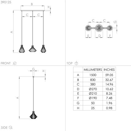 Eglo - Candeeiro suspenso 3xE27/40W/230V preto