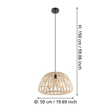 Eglo - Candeeiro suspenso 1xE27/40W/230V diâmetro 50 cm bambu