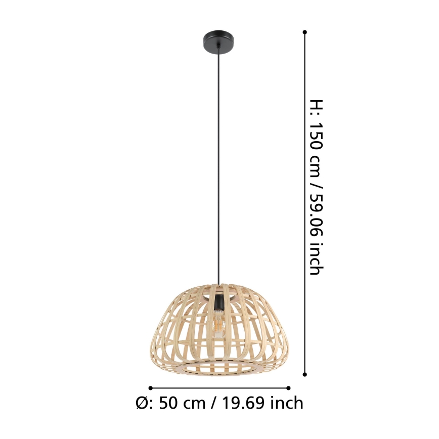 Eglo - Candeeiro suspenso 1xE27/40W/230V diâmetro 50 cm bambu