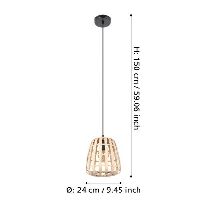 Eglo - Candeeiro suspenso 1xE27/40W/230V diâmetro 24 cm bambu