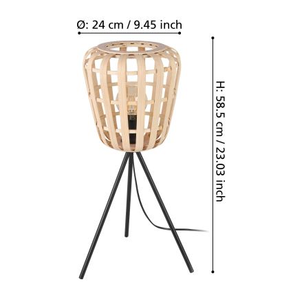 Eglo - Candeeiro de mesa 1xE27/40W/230V bambu