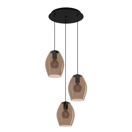 Eglo - Candeeiro suspenso 3xE27/40W/230V castanho