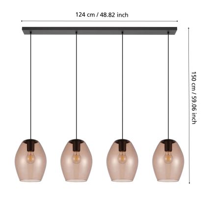 Eglo - Candeeiro suspenso 4xE27/40W/230V castanho