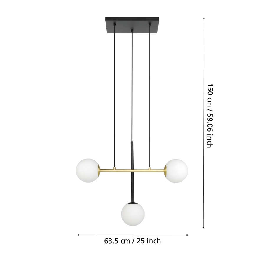 Eglo - Candeeiro suspenso 3xE14/40W/230V dourado/preto