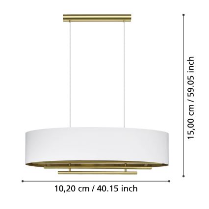 Eglo - Candeeiro suspenso 4xE27/40W/230V branco/dourado