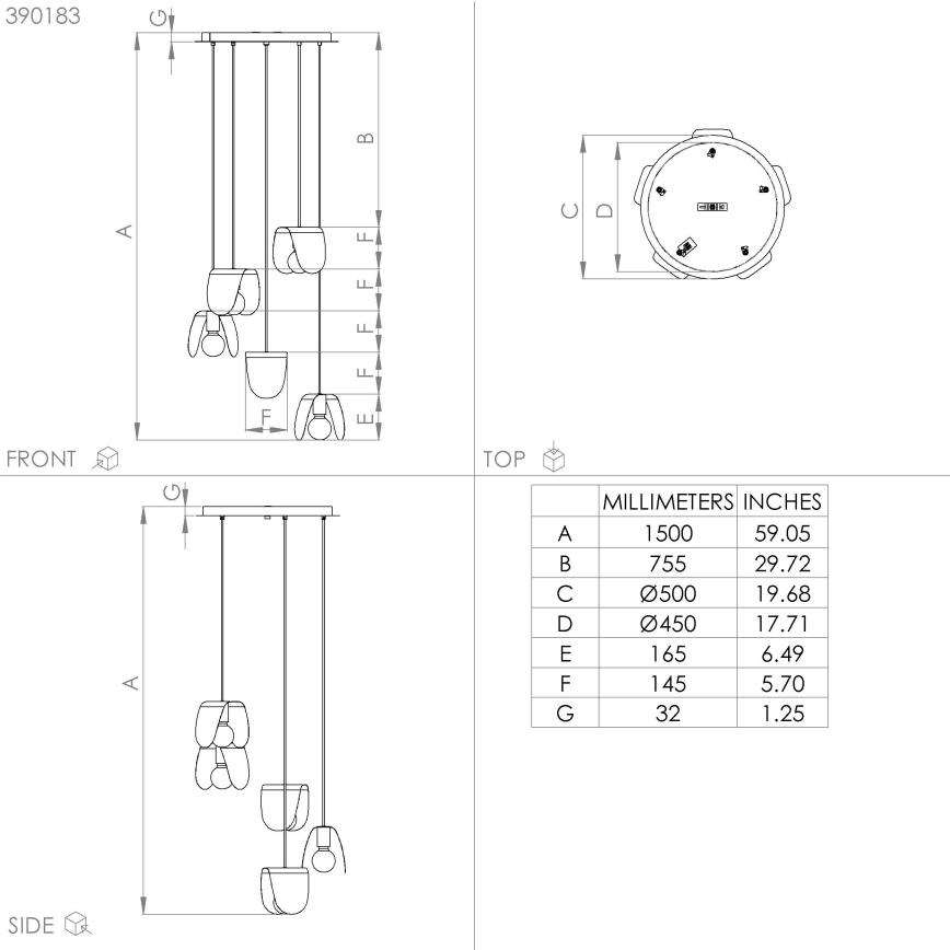Eglo - Candeeiro suspenso 5xE27/40W/230V preto/dourado