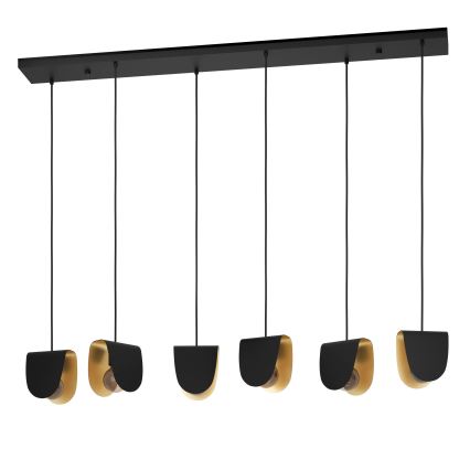 Eglo - Candeeiro suspenso 6xE27/40W/230V preto/dourado