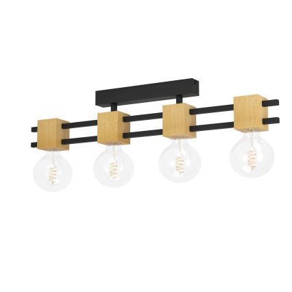 Eglo - Candeeiro integrado 4xE27/40W/230V preto/castanho