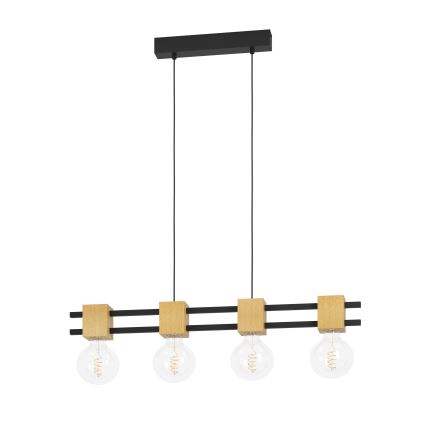 Eglo - Candeeiro suspenso 4xE27/40W/230V preto/castanho