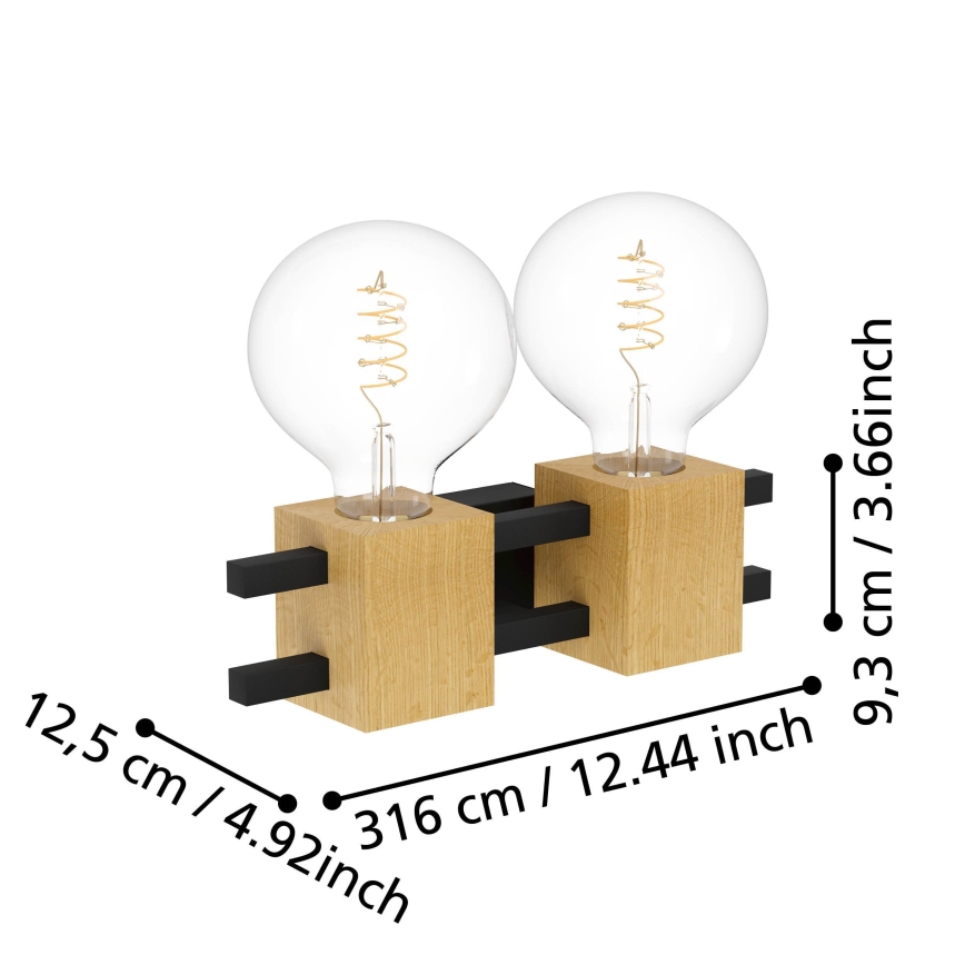 Eglo - Iluminação de parede 2xE27/40W/230V preto/castanho