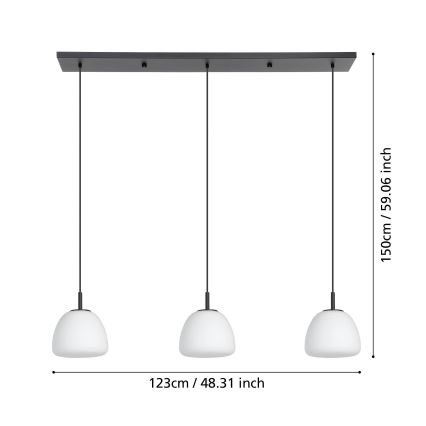 Eglo - Candeeiro suspenso 3xE27/40W/230V preto