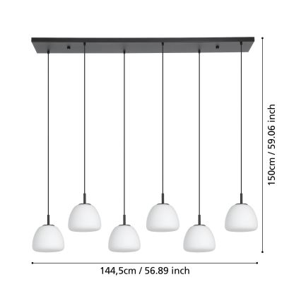 Eglo - Candeeiro suspenso 6xE27/40W/230V preto