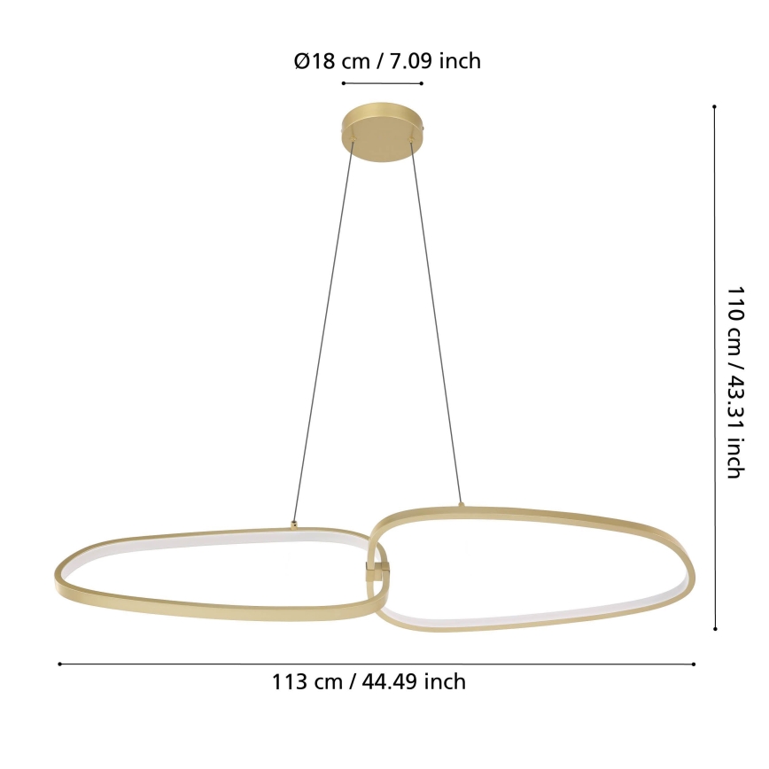 Eglo - Candeeiro suspenso LED com regulação LED/37,5W/230V 3000K dourado