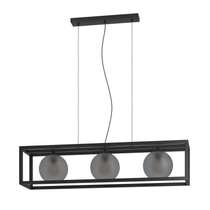 Eglo - Candeeiro suspenso 3xE27/40W/230V fumado/preto