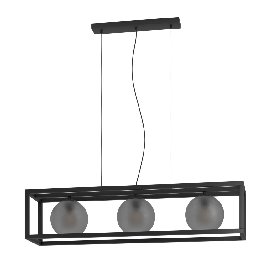 Eglo - Candeeiro suspenso 3xE27/40W/230V fumado/preto